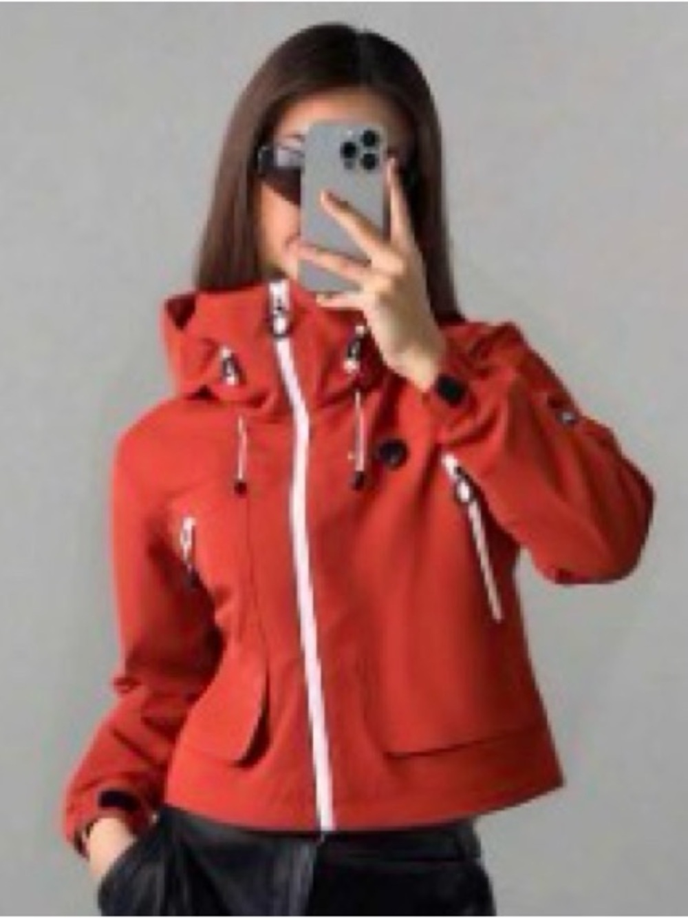 Women's Red Hooded Softshell Jacket